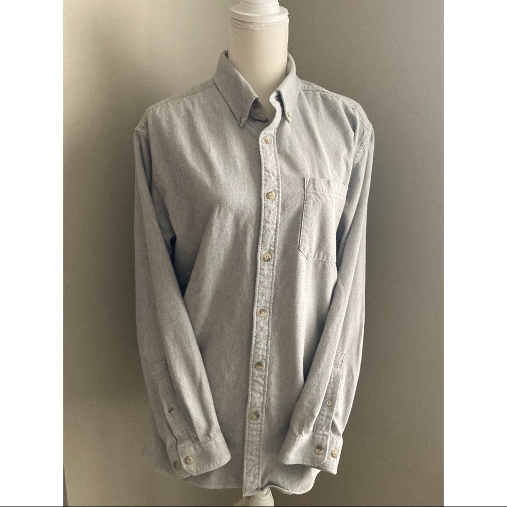 Eddie Bauer Flannel Light Grey Button Down Shirt